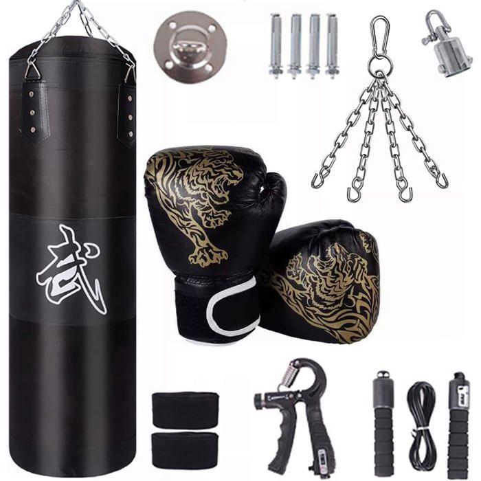 Sac de frappe - 15PCS Suspension Boxe 100cm - Rotation 360° - Kit 15 pièces - Cuir PU & Oxford