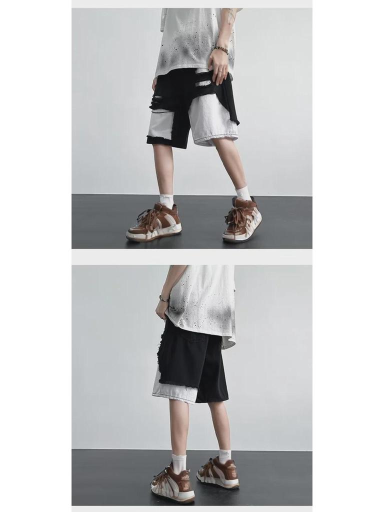 Расклешенные черно-белые мужские джинсы — американский стиль, дизайн Mandarin Duck, стильные широкие штанины уличного стиля.