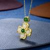 Подвеска Jade Clover из серебра 925 пробы, подвески, подвески, мужские украшения из камня халцедона, дизайнерское ожерелье из натурального резного камня