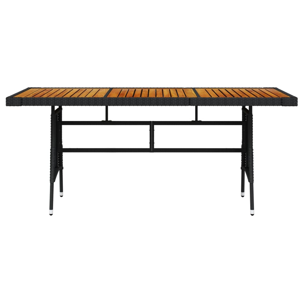 vidaXL Gartentisch Schwarz 160x70x72cm Poly Rattan & Massivholz Akazie