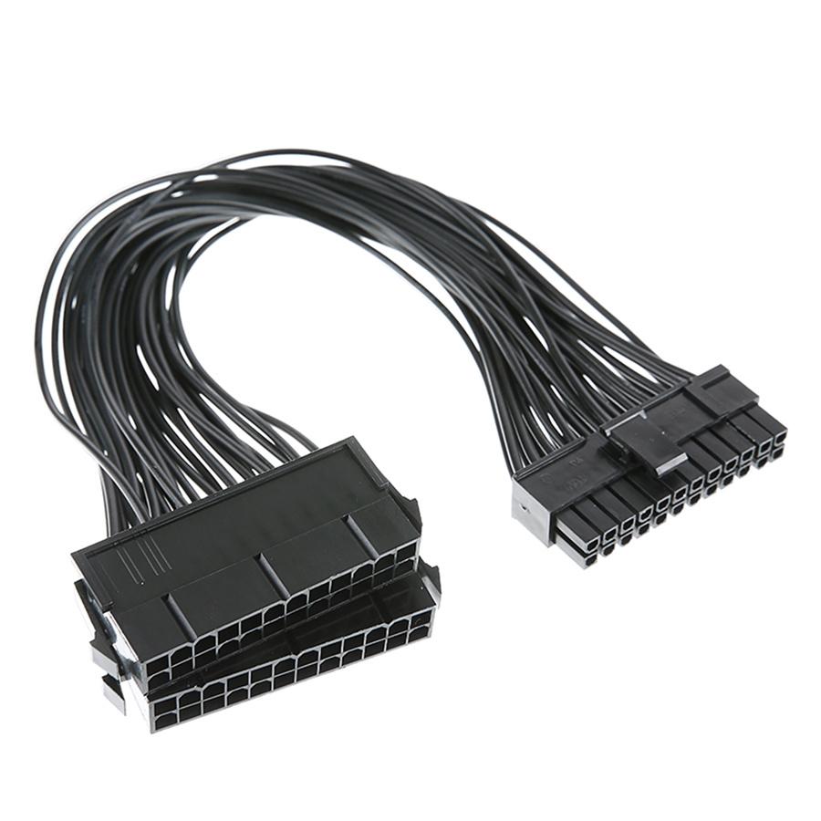 24 Pin Dual Power Supply Adapter Cable For PC ATX Motherboard Add On