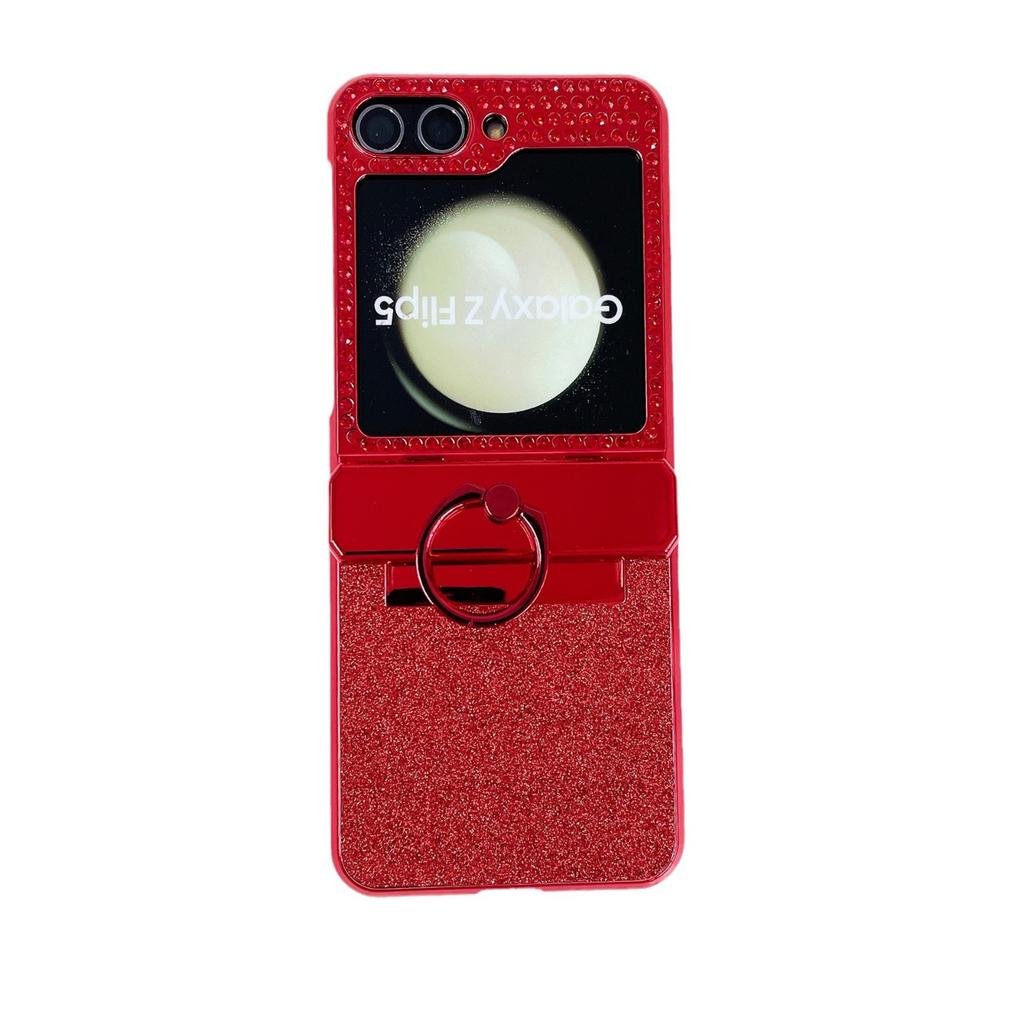 New Samsung Zflip6 Glitter Ring Holder Mobile Phone Case Suitable for Zflip5 Fashionable Women's Star Flash Diamond