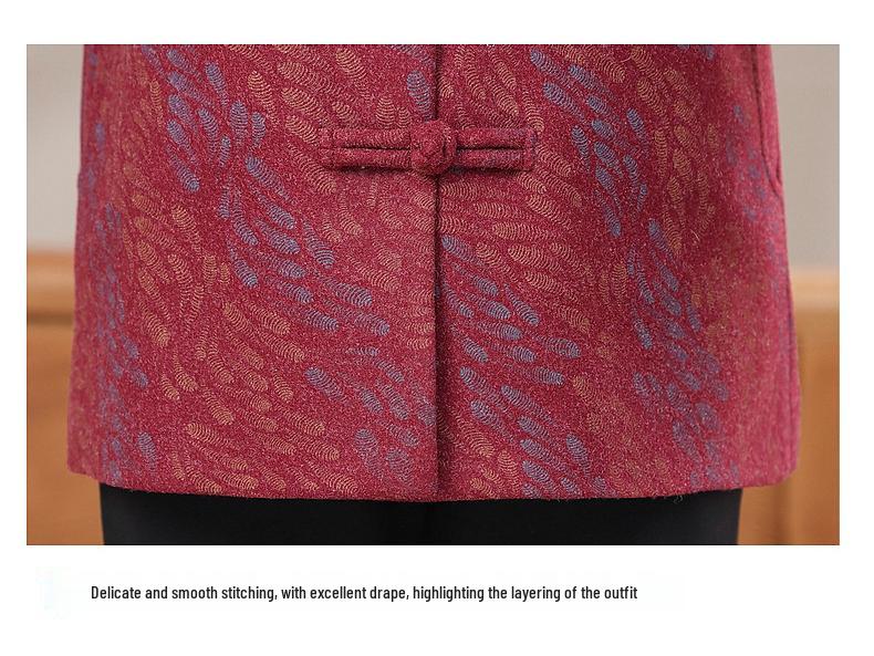 Осеннее пальто-вечернее платье в китайском стиле от бабушки - Элегантный наряд для женщин среднего и пожилого возраста