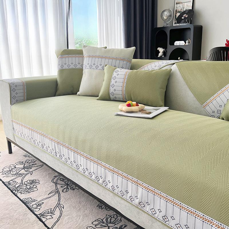 Ice Silk Sofa Cushion Summer Summer Summer Summer Summer Mat Cushion Leather Sofa of Solid Wood Full Covered Cloth