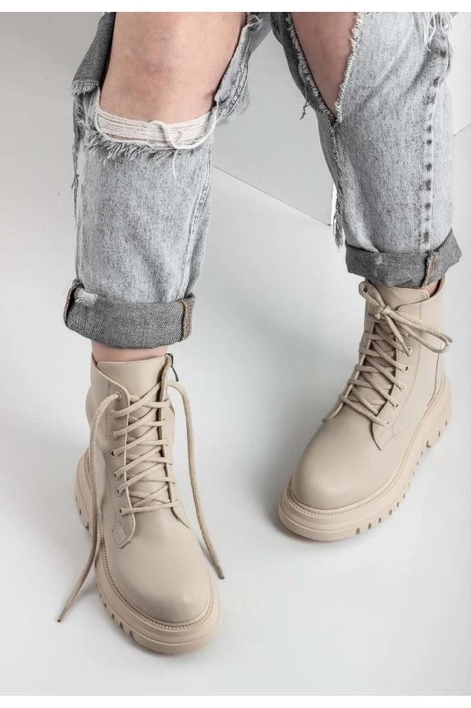 Женские современные стильные модные ботинки Feles, повседневные ботинки на толстой и высокой подошве, почтовые сапоги бежевого цвета