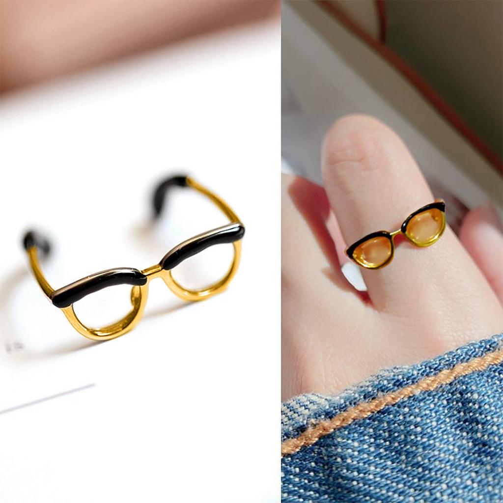 Cute Glasses Open Ring For Women Teen Girls Funny Glasses Finger Buckle Jewelry