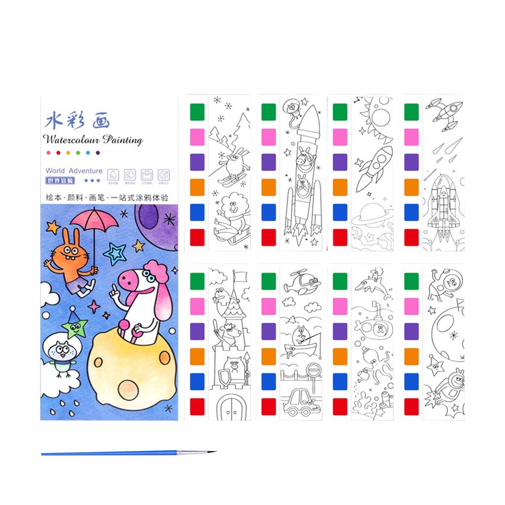 Портативная детская акварельная раскраска со встроенной краской и порошком