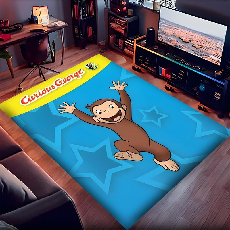 Curious George Polyester Carpet, Soft Indoor Mat for Office Chair, Living Room, Computer Desk - Decorative Home Office Rug Design