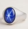 Blue Star Sapphire Ring, Signet Ring for Men Women, 925 Solid Sterling Silver, Gemstone Ring
