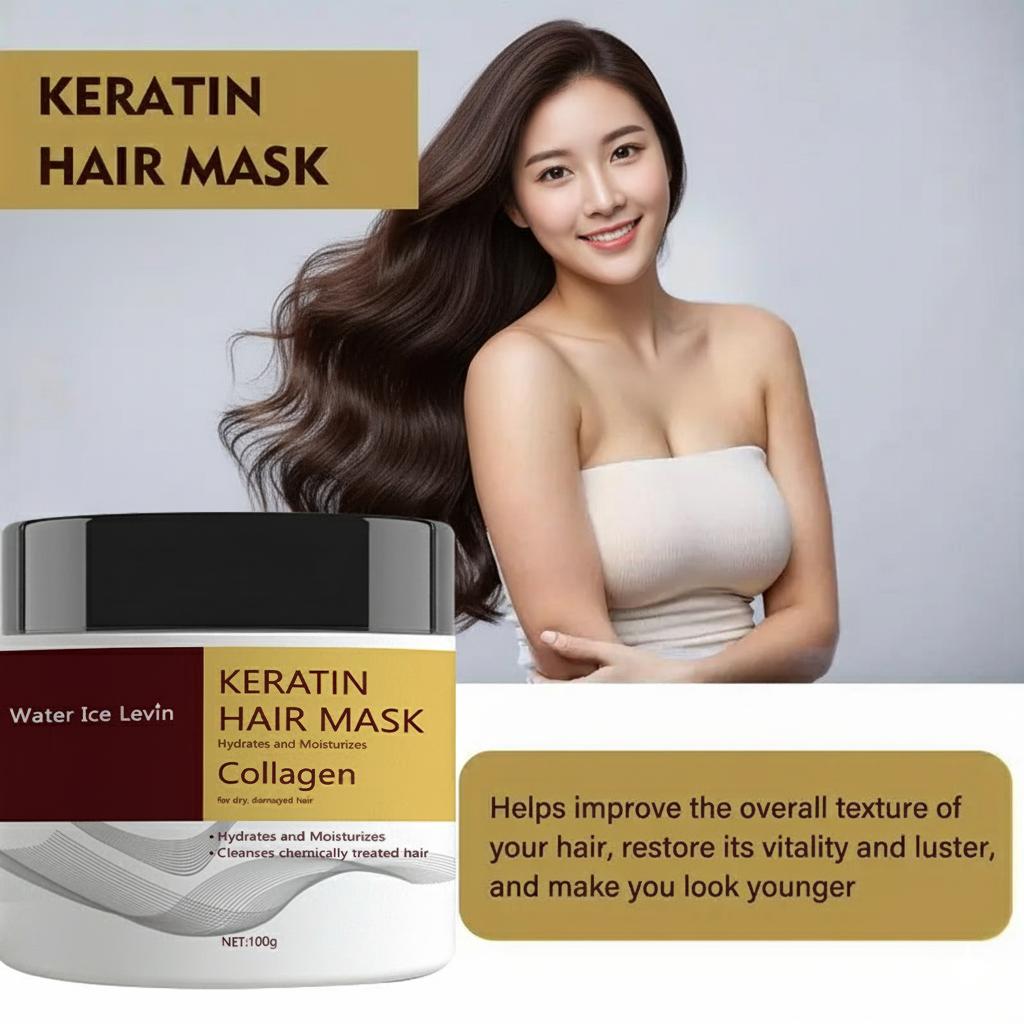 Keratin Hair Mask Hydrolyzed Keratin Collagen Hydrates Moisturizes Repairs Dry Damaged Hair Coconut Argan Oils 100g less