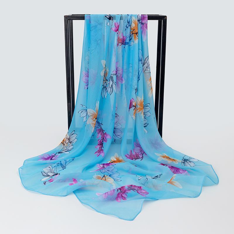 Summer Chiffon Printed Versatile Sunscreen Shawl Lightweight Baotou Square Towel