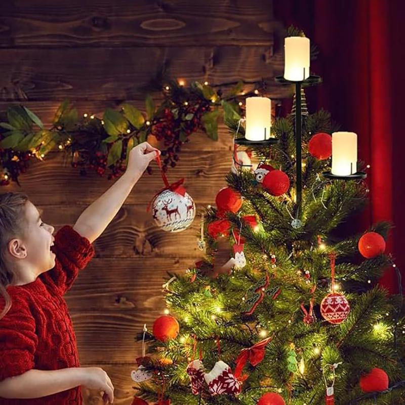 Черный тройной верхушка для дерева, подсвечник для верхушки дерева, верхушка для канделябра