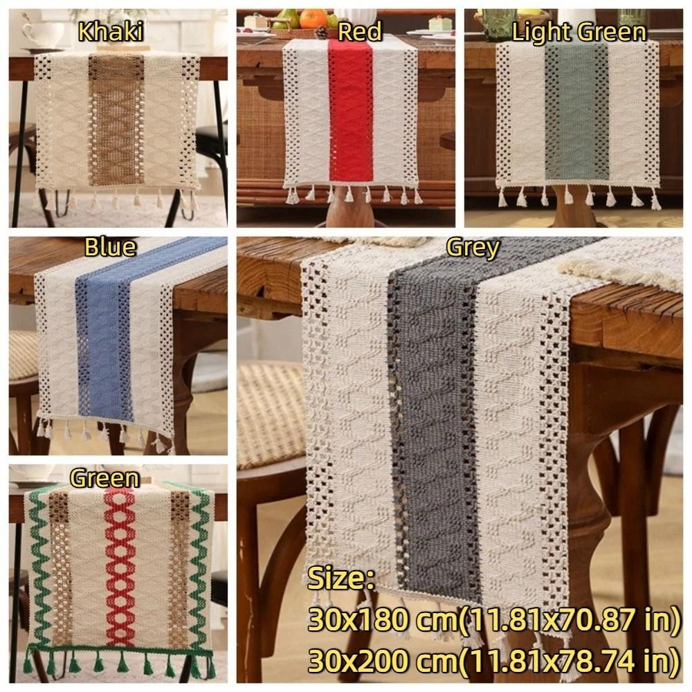 Soft Bohemian Table Flag Rustic Style Macrame Table Mat Knitted Cover Cloth Festivals Decoration