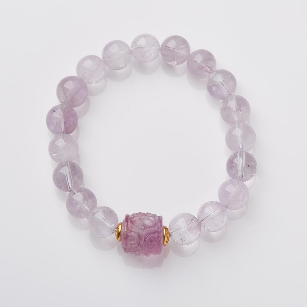 Nine Purple Fire Energy Bracelet Beads for Women, Amethyst, Purple Phantom Quartz, Natural Crystal, Decorative Bracelet, Jewelry