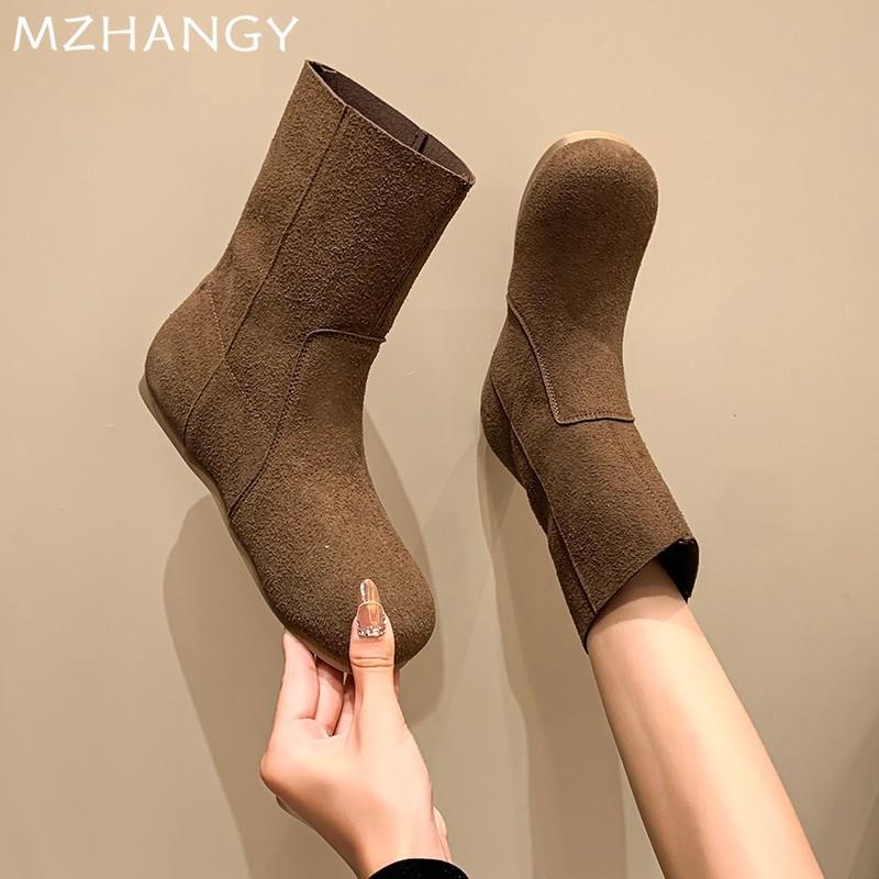 Модные туфли на плоской подошве женские замшевые зимние ботильоны платье модные удобные повседневные прогулочные туфли женские 2024 тренд новые зимние элегантные теплые ботинки женские