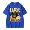 Vintage Skeleton I Love Cheese Meme T Shirts Funny Gothic Graphic Tshirts Unisexs Women Summer Crewneck Cotton Tshirt Streetwear