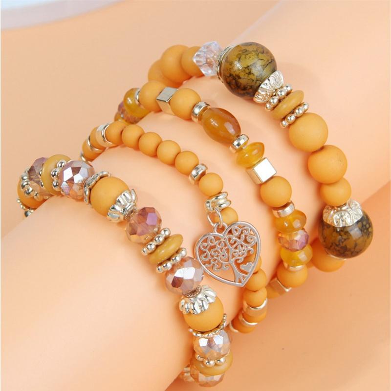 Богемные хрустальные бусины в форме сердца, браслеты для женщин и девочек, этническая упаковка, ювелирные аксессуары