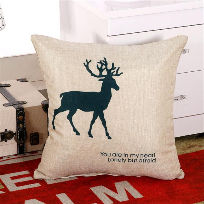 45x45cm Cotton Linen Sofa Cushion Cover Vintage Cartoon Animal Flower Printed Living Room Decorative Pillow Case