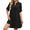 Женские весенние и летние новые однотонные свободные платья-рубашки с рукавами средней длины и застежкой на пуговицы для женщин