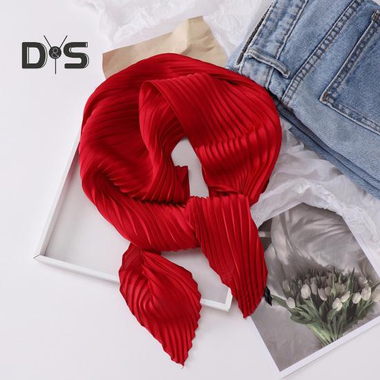 Women Pleated Scarf Solid Color Lightweight Breathable Scarf Soft Comfortable All-Season Shawl Scarf Everyday Wear