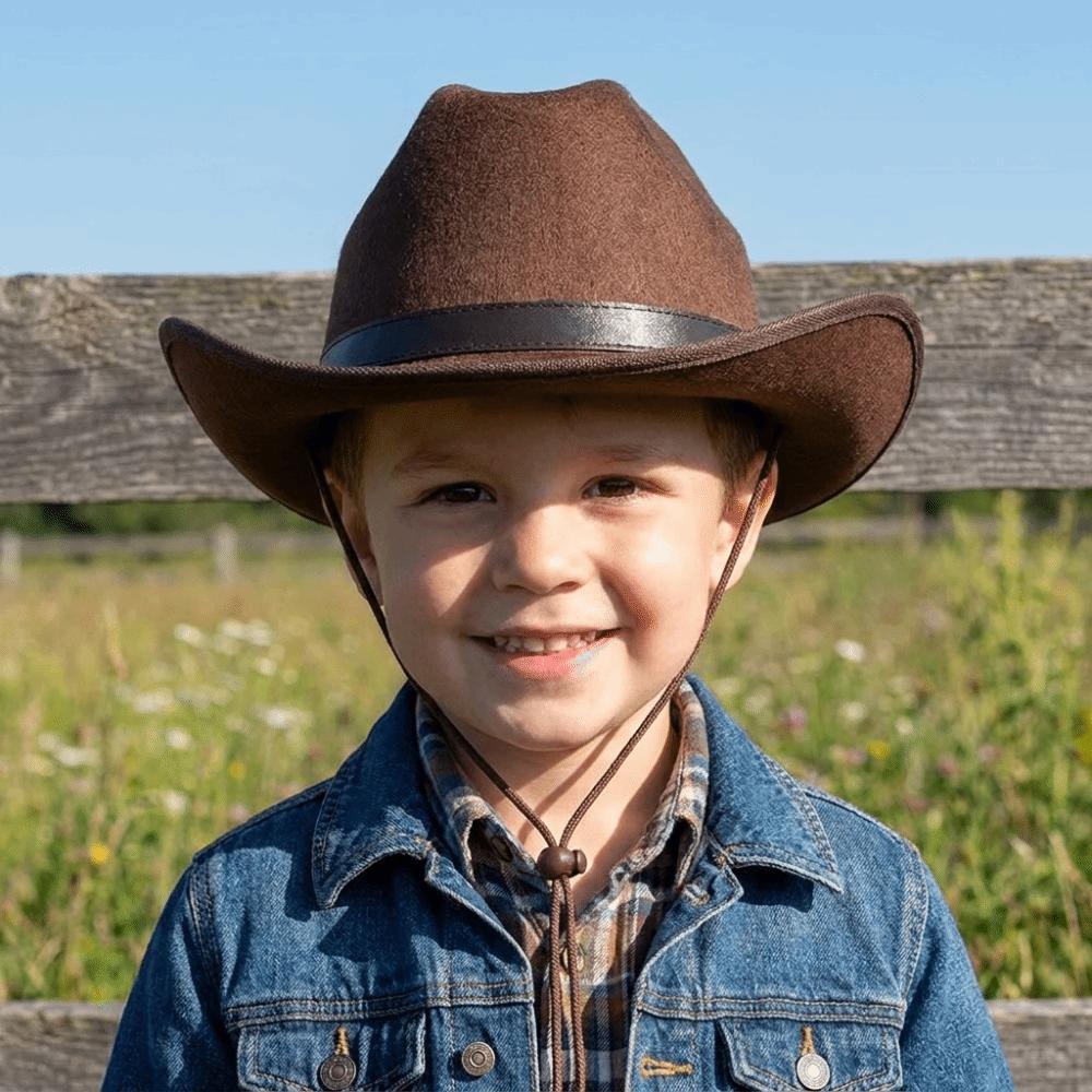 Felt Kids Cowboy Hat Solid Color Top Hat Retro Western Cowboy Hat Costume Accessories