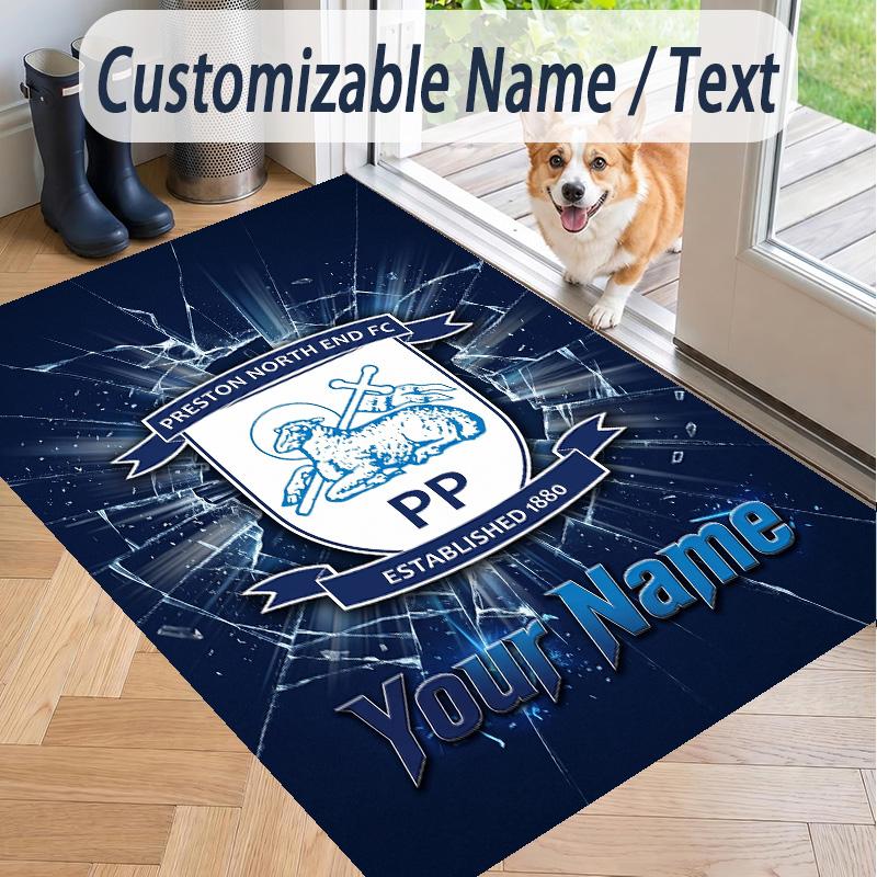 Custom Text Printed Rug Preston North End Non Slip Floor Carpet For Home Room Decor