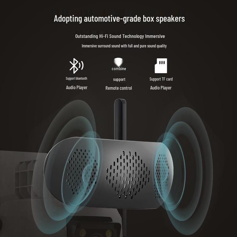 Outdoor 360° Music Monitoring Camera with Dual Screens, Full-Color HD Night Vision, and Mobile Phone Remote Access