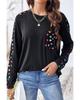 Azura Exchange Black Valentine\s Day Love Hearts Raglan Sleeve Top