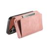 For iPhone 16 Magnetic Leather Case with Detachable RFID Blocking Zipper Wallet Cover - Pink