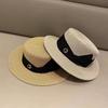 Простой темперамент бант шляпа с плоским верхом женская элегантная солнцезащитная шляпа для путешествий универсальная британская шляпа-цилиндр соломенная шляпа