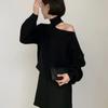 Casual Loose Outerwear Knit Tops Autumn Winter Fashion Sexy Off Shoulder Turtleneck Sweater Pullovers Women Solid Clothes 28353