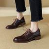 Fashion NEW Spring/Autumn Women Pumps Round Toe Chunky Heel Shoes Concise Split Leather Shoes for Women Lace-up Handmade Women Shoes