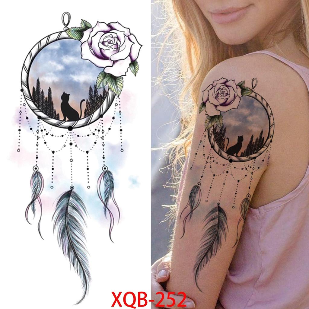 1 ШТ. 210*114 ММ Сексуальный Цветочный Узор Временные Татуировки Черной Розы для Женщин Водонепроницаемые Поддельные Татуировки для Рук Боди-Арт Рукав Наклейка Для Тела