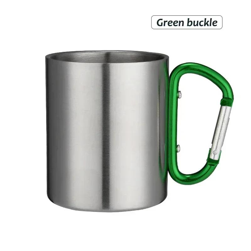 200ml Outdoor Camping Mug Stainless Steel Cup Traveling with Carabiner Handle Coffee Tea Mug Cookware Set Outdoor