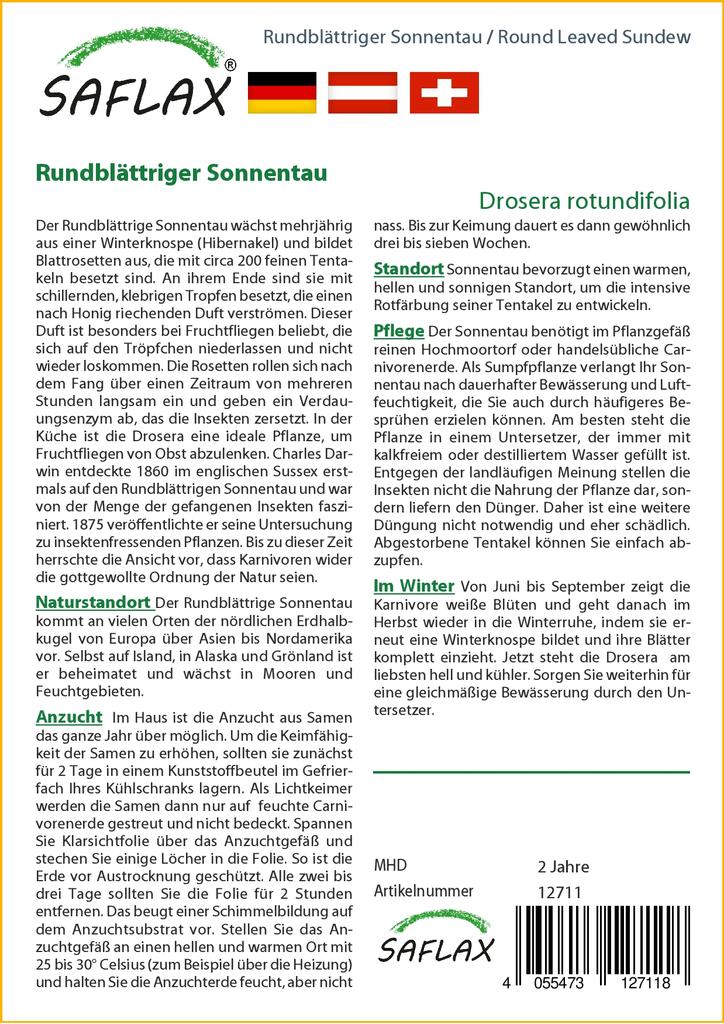 SAFLAX Росянка круглолистная - 50 семян - Drosera rotundifolia