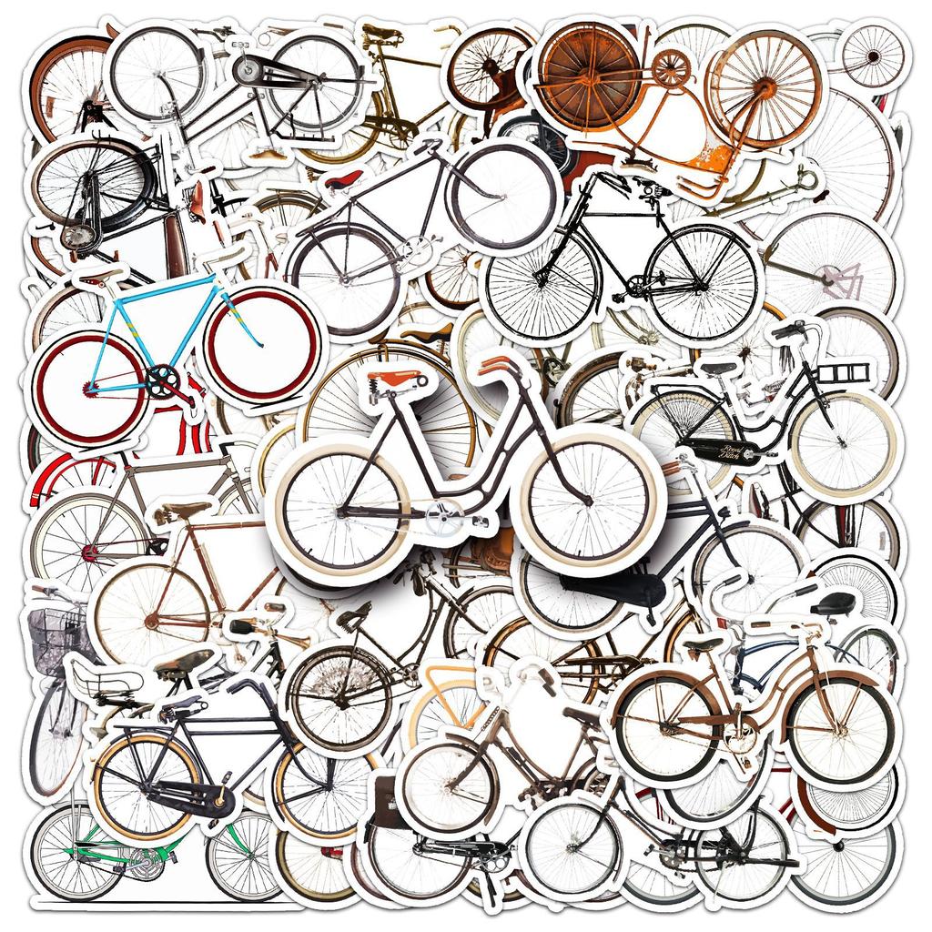50 Bicycle Doodle Personalized Retro Creative Trend Guka Decorative Water Cup Suitcase Stickers Waterproof