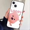Милый Мультяшный Чехол L-loopy для iPhone 16,15,14,13,12,17,Pro Max,Plus Силиконовый Черный Чехол
