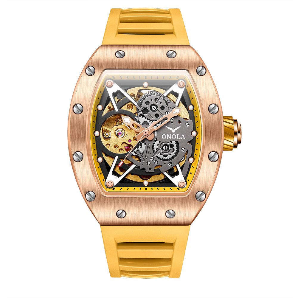 Новые полностью автоматические механические часы для мужчин с силиконовым ремешком, спортивные водонепроницаемые часы для мужчин