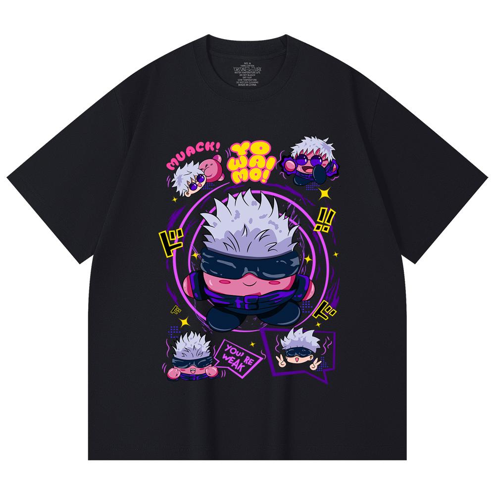 230 г/м² 100% хлопок Jujutsu Kaisen V41 Kirby Gojo Принт Унисекс Тяжелая хлопковая футболка