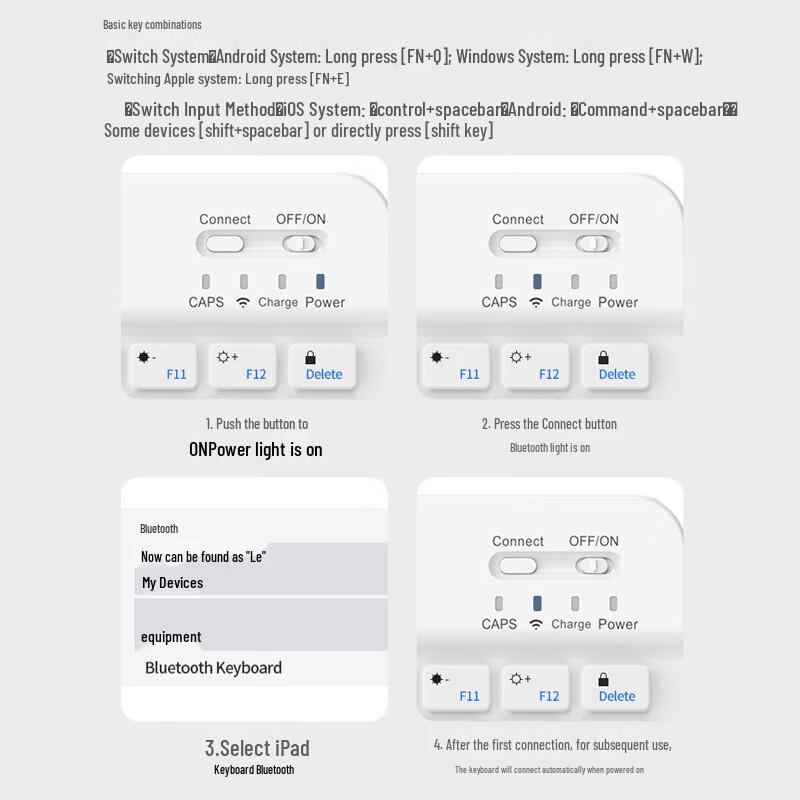 Универсальный беспроводной Bluetooth-набор: клавиатура и бесшумная мышь для iPad, телефона и планшета