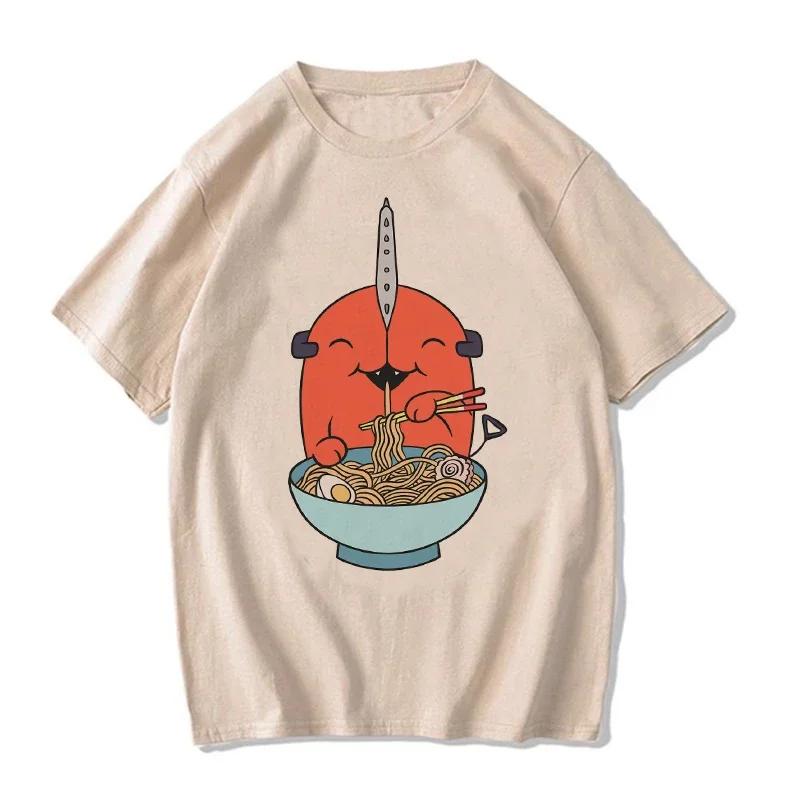 Унисекс унисекс японская аниме бензопила женская футболка мультфильм Pochita футболка Makima Harajuku графические футболки одежда топы футболка унисексga