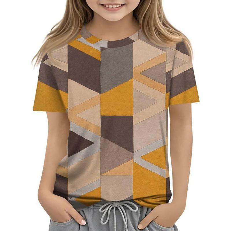 Детская футболка с 3D-принтом, новая повседневная универсальная детская одежда с цветочным 3D-принтом, футболка с короткими рукавами и круглым вырезом