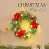 Pre-Lit Christmas Wreath for Front Door 12 Inches LED Lighted Artificial Christmas Wreath with Pine Cones Berries for Indoor Outdoor Decor