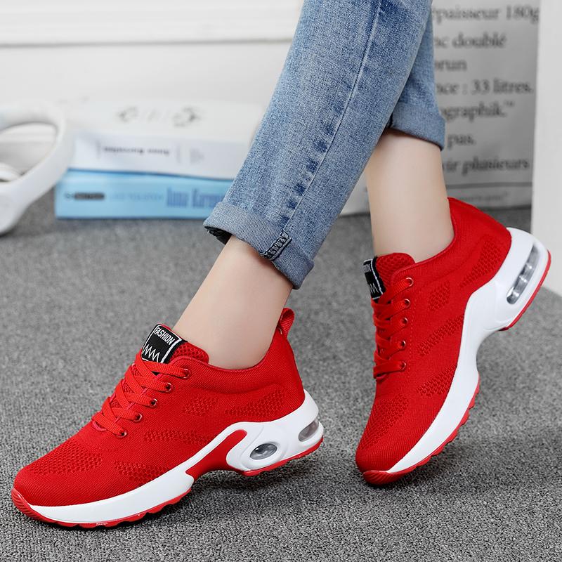 Women Sneakers Running Shoes Tennis Outdoor Air Cushion Knit Trainer Breathable Gym Shoes
