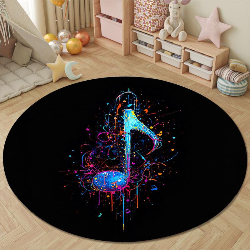 Eclectic Round Starry Multicolor Floor Rug, Non-Slip Floor Mat for Hallway
