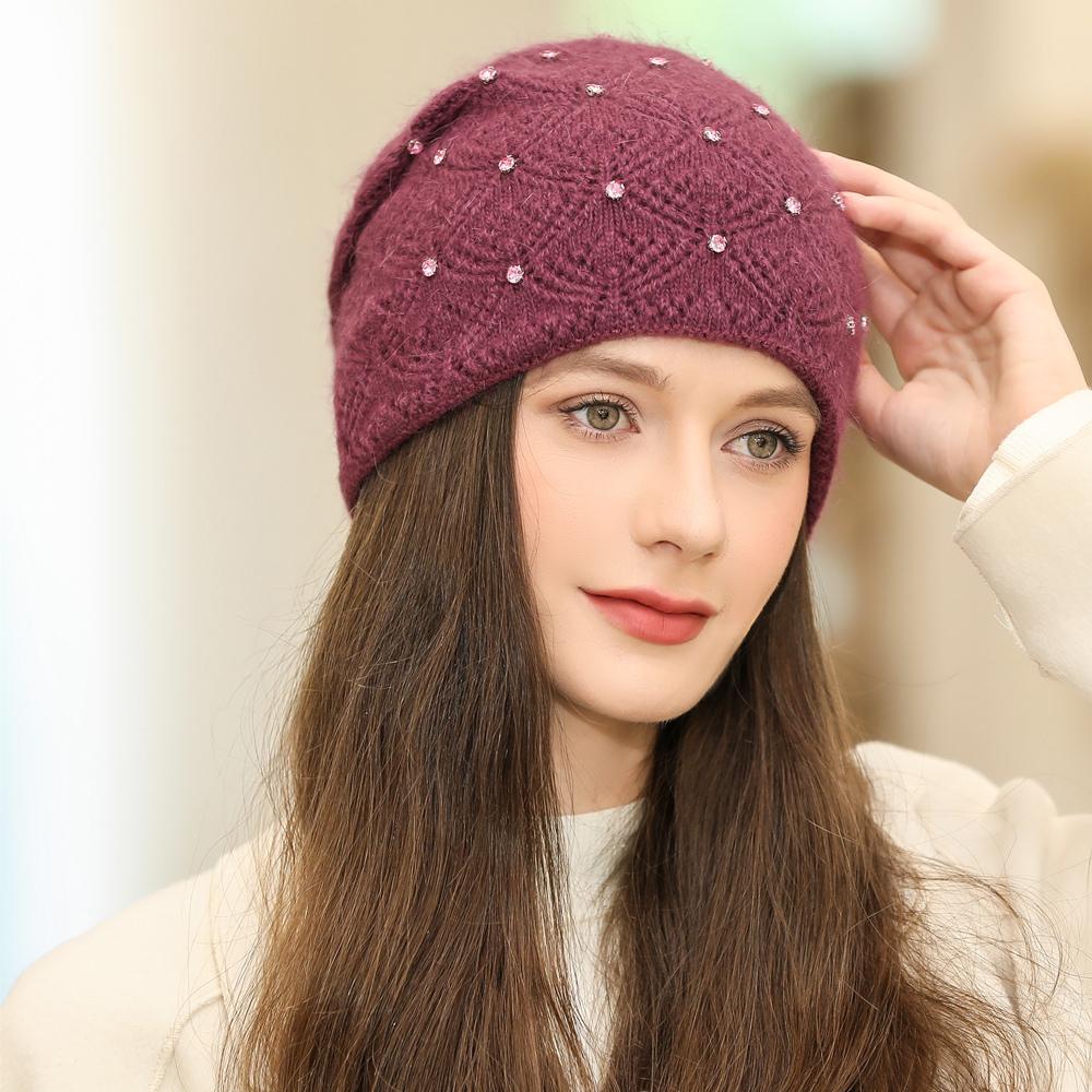 Новая женская зимняя шапка, уличная теплая шапка, модная декоративная шапка-бини для женщин, повседневная вязаная шапка