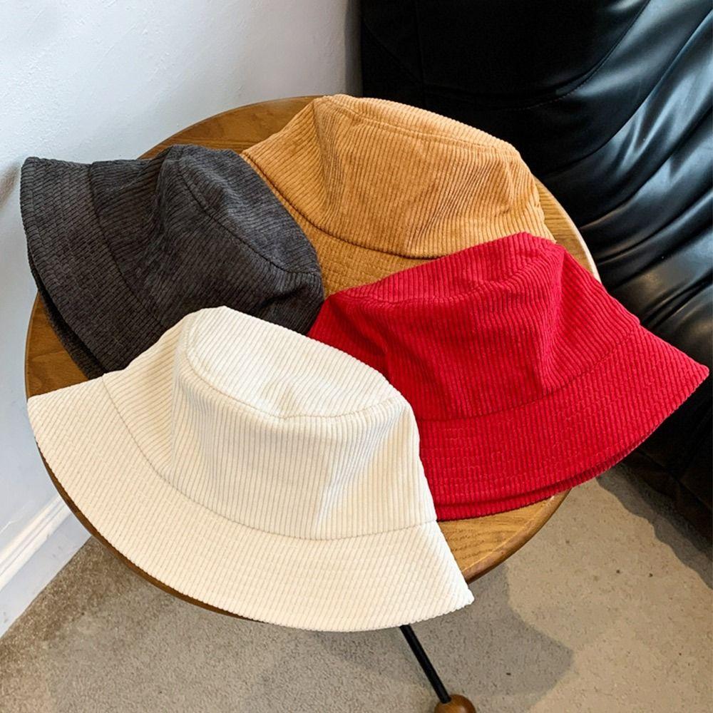 Corduroy Bucket Hat Soft Panama Hat Outdoor Sun Cap Men Women