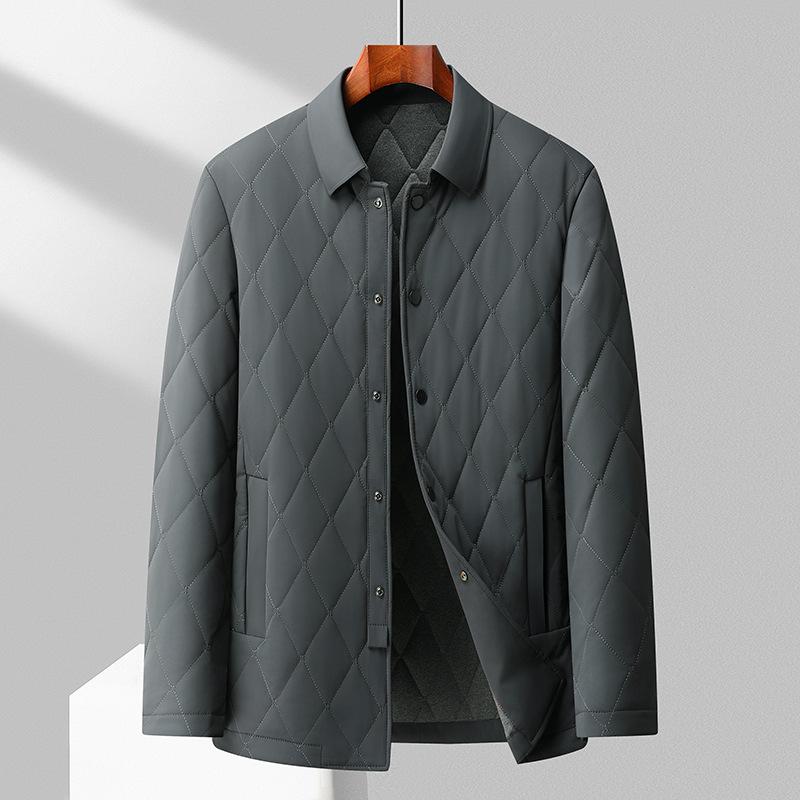 Одежда из шелка Mulberry с хлопковой подкладкой, зимняя, новая, мужская, деловая, теплая, повседневная, с лацканами, одежда с хлопковой подкладкой для пап среднего возраста, стеганая куртка