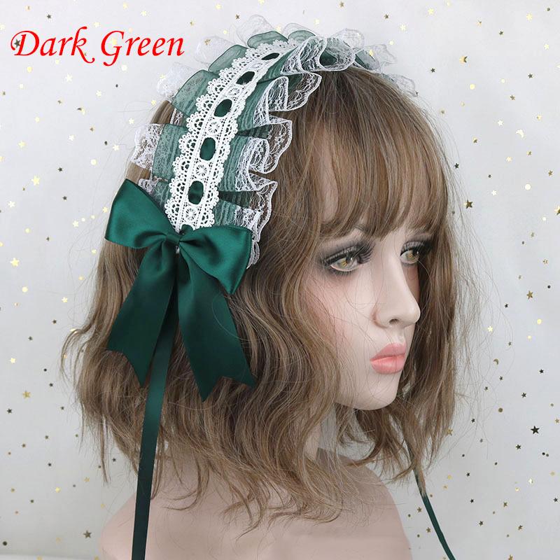 Women Lolita Headband Headdress Lace Ribbon Bowknot Japanese Sweet Cute Cosplay