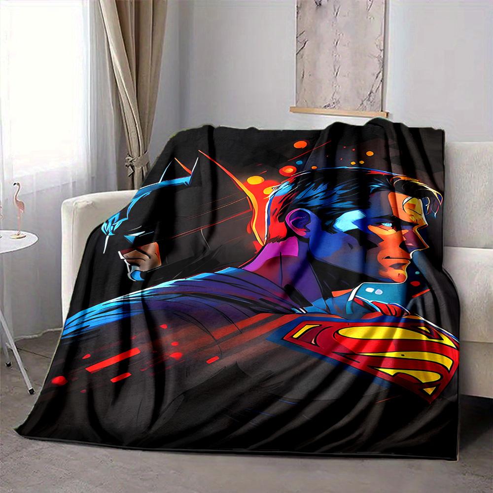 1pc Superhero Batman Flannel Throw Blanket Lightweight Soft Warm All Season Blanket for Sofa, Bed, Travel,L1028059